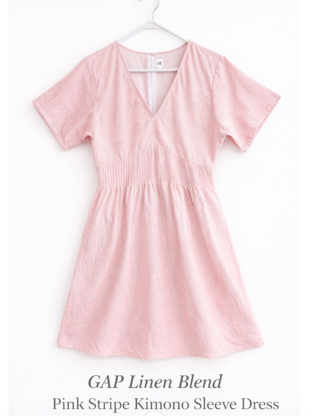 GAP Linen Blend Pink Stripe Kimono Sleeve Dress Size 10